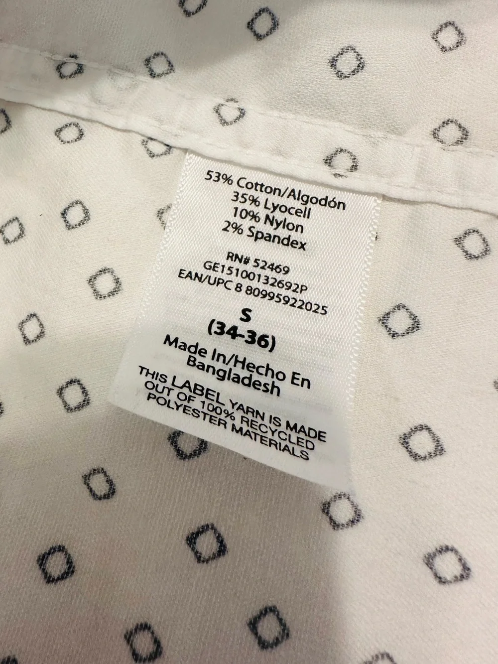 George Classic Fit White and Black Dot Print Cotton Short-Sleeve Button-Up Shirt